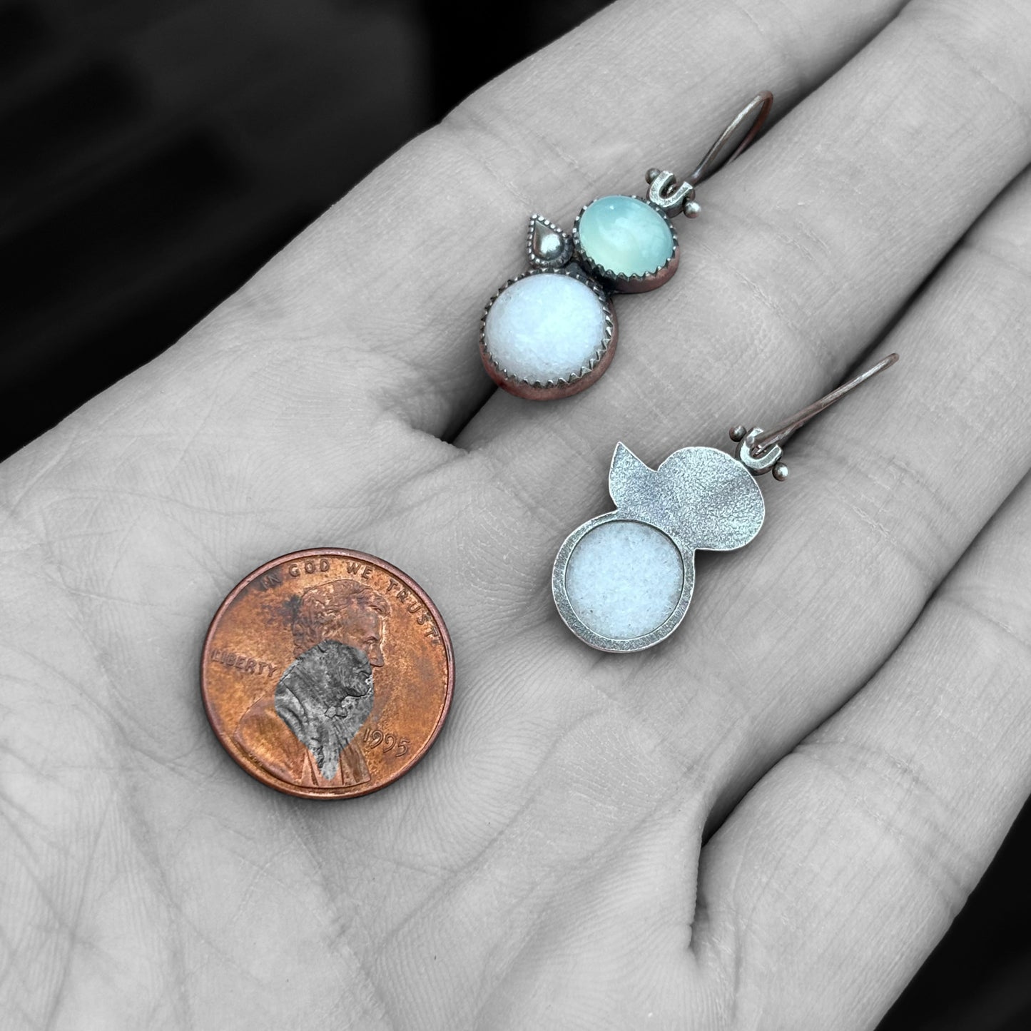 Marble & Aqua Chalcedony Earrings