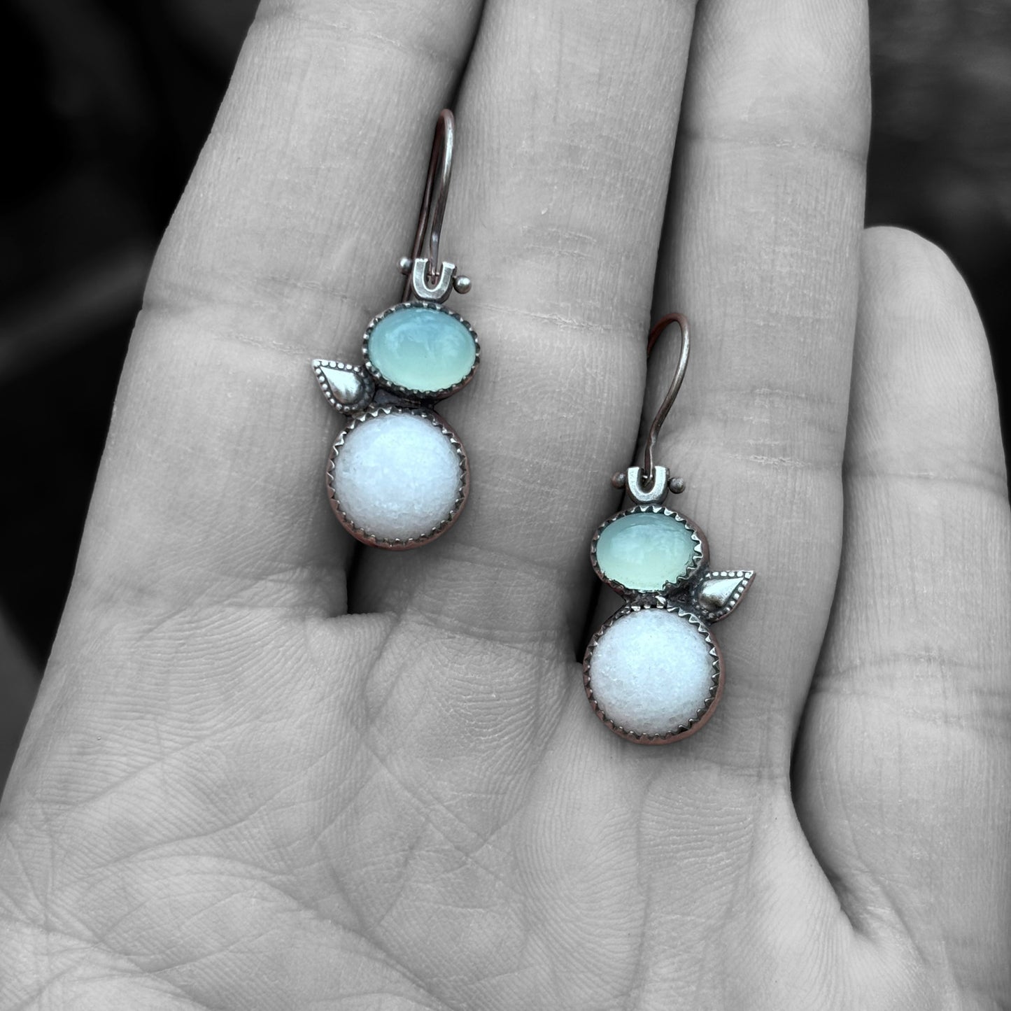 Marble & Aqua Chalcedony Earrings