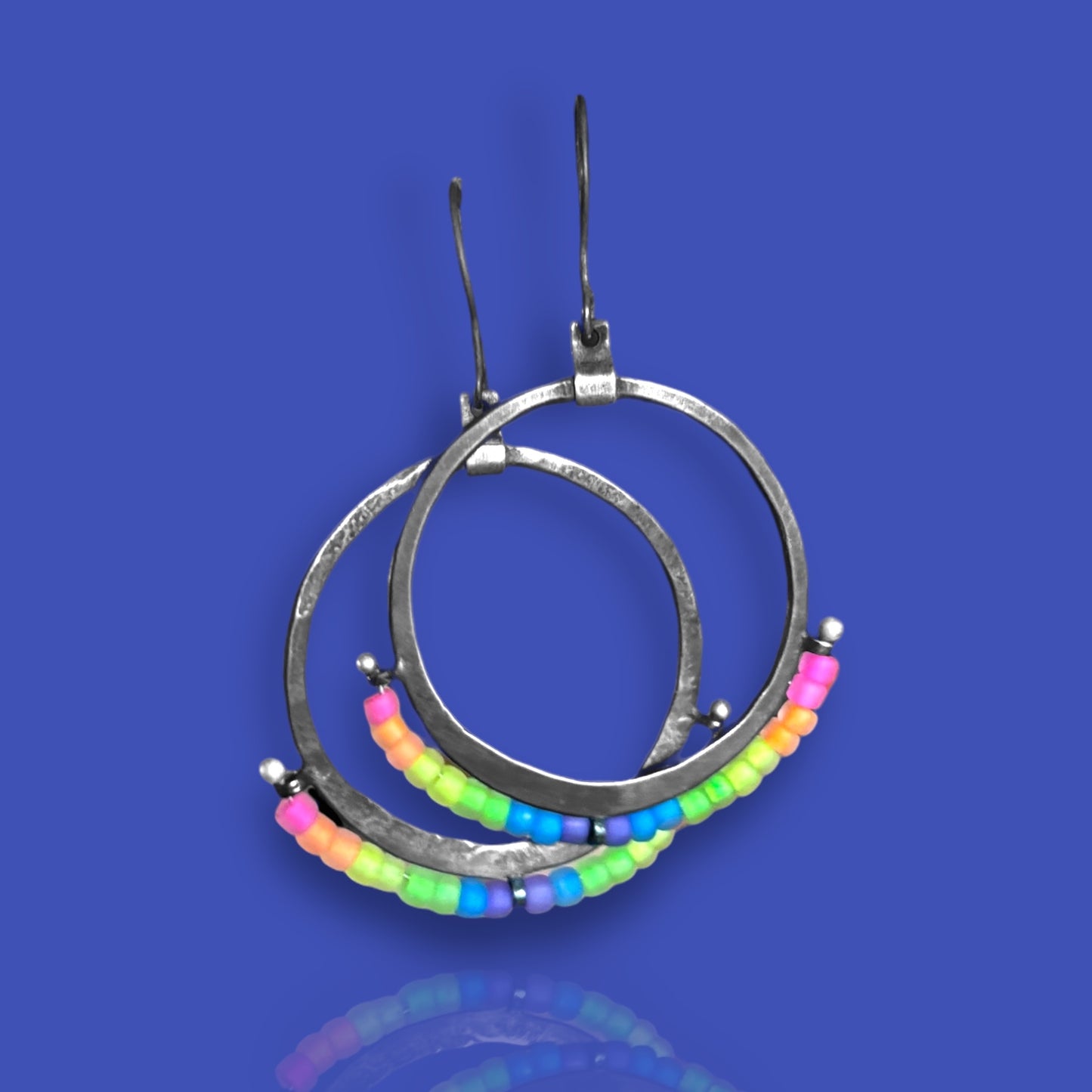 Neon Hammered Hoops