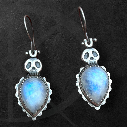 Moonstone Skull Earrings