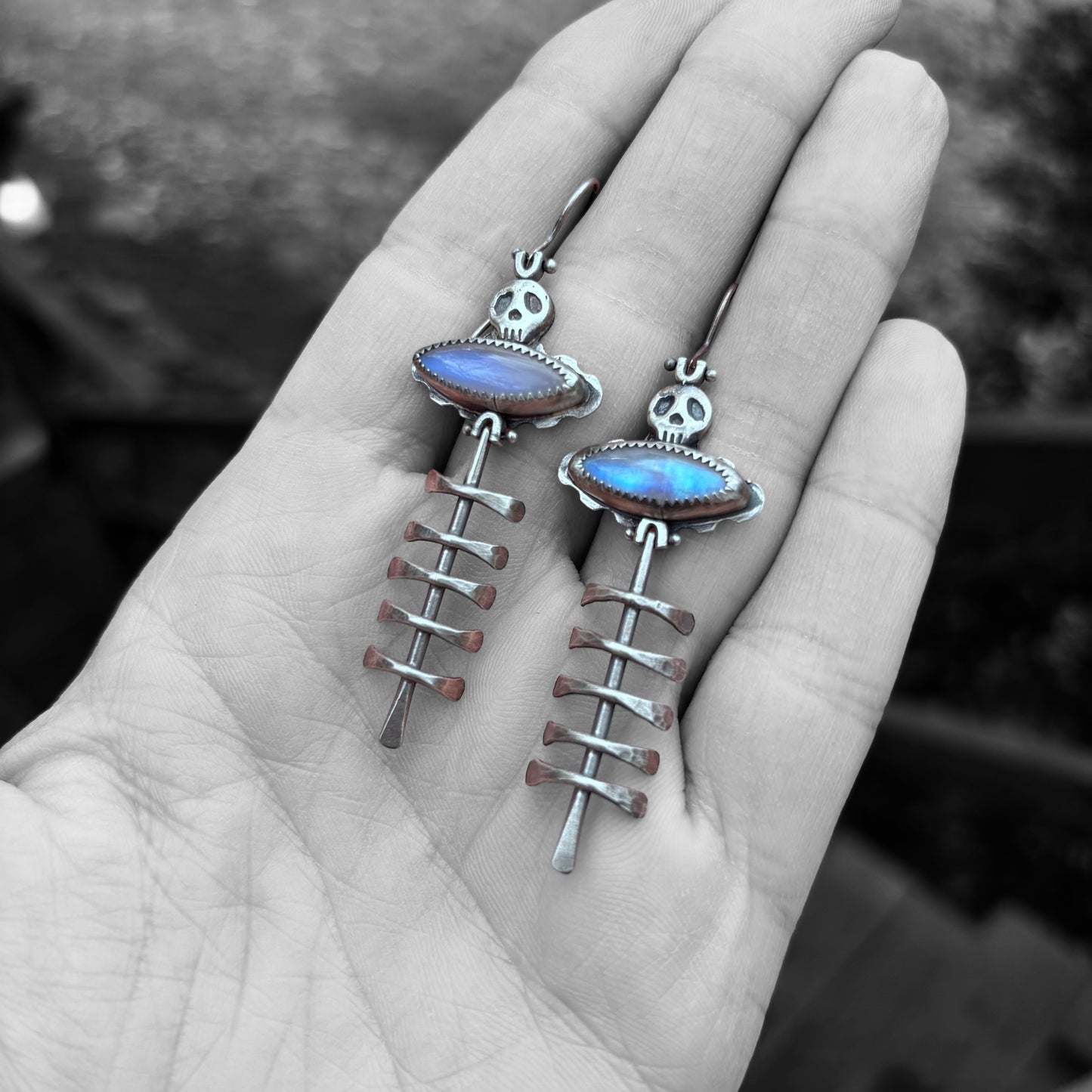 Moonstone Skeleton Earrings