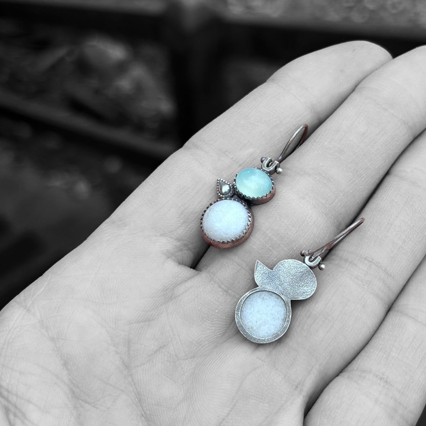 Marble & Aqua Chalcedony Earrings