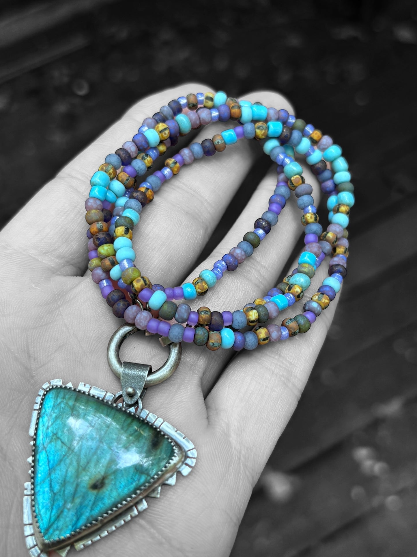 Labradorite Demon Kitty Necklace