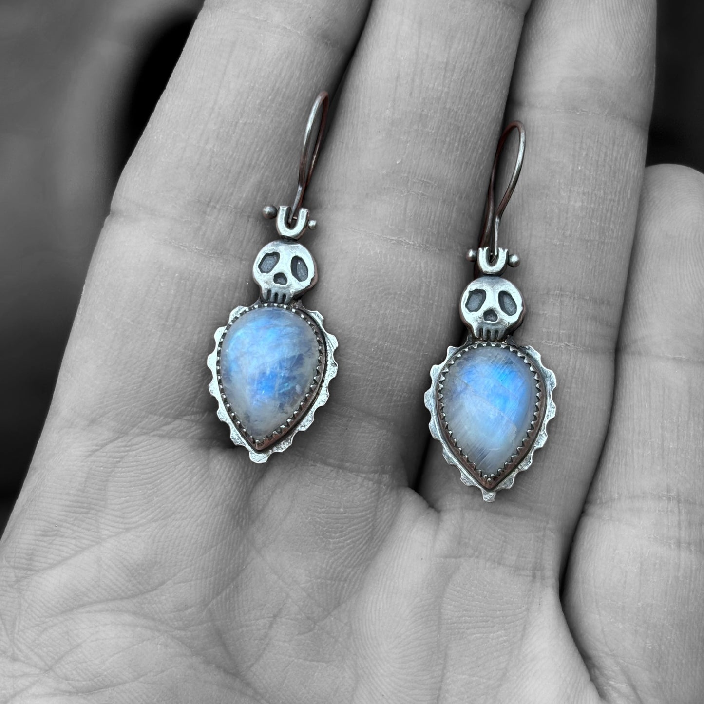 Moonstone Skull Earrings