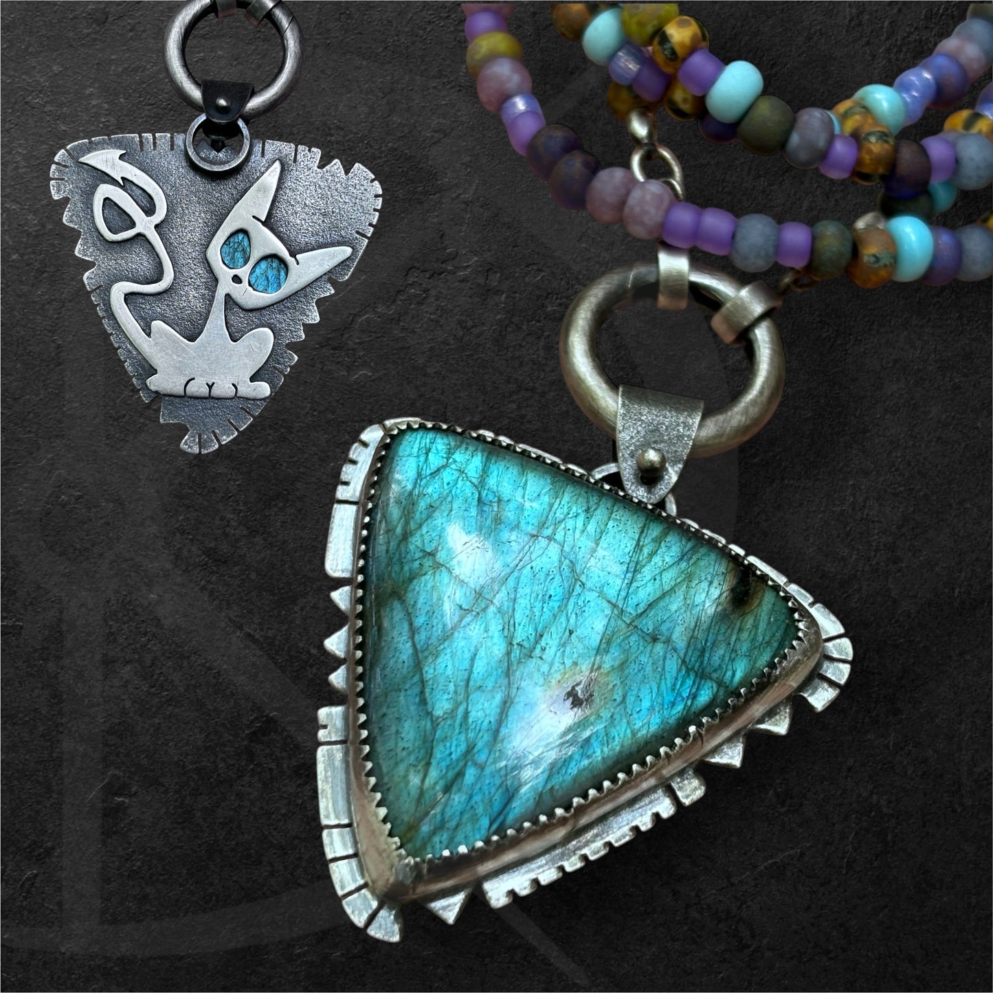 Labradorite Demon Kitty Necklace