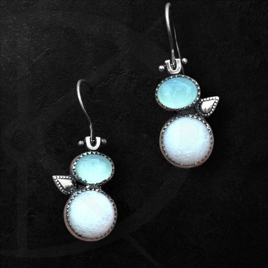 Marble & Aqua Chalcedony Earrings