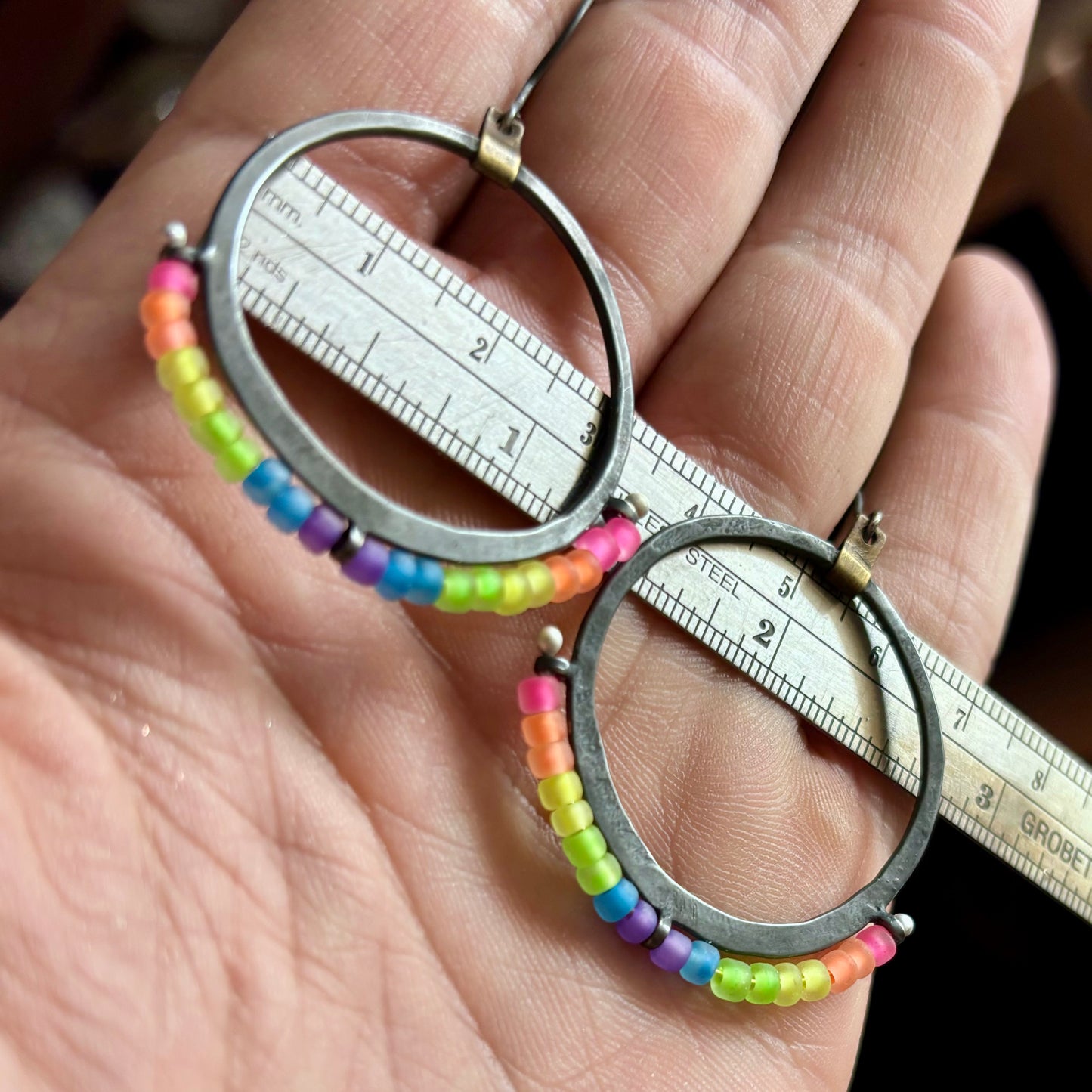 Neon Hammered Hoops